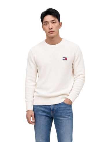 Pull Tommy Hilfiger blanc coton bio premium