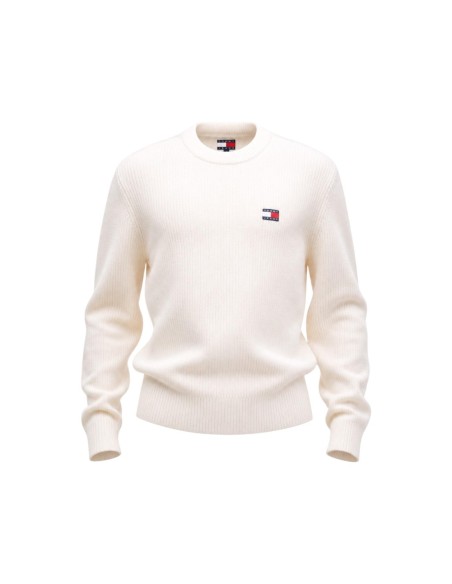 Pull Tommy Hilfiger blanc coton bio premium