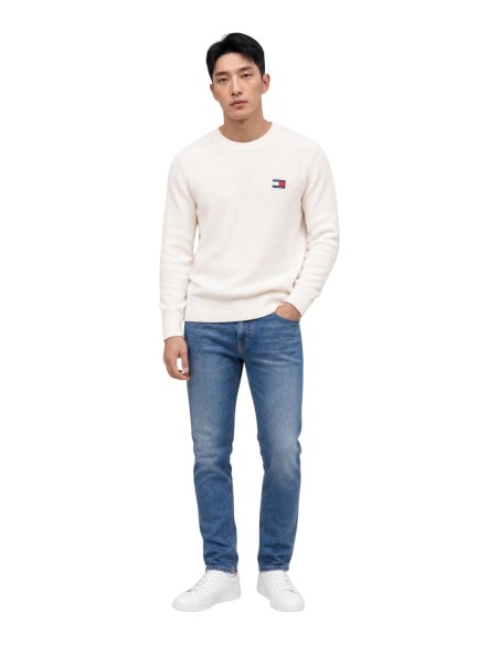 Pull Tommy Hilfiger blanc coton bio premium