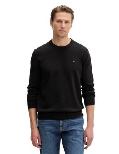 Pull Tommy Hilfiger noir coton bio premium