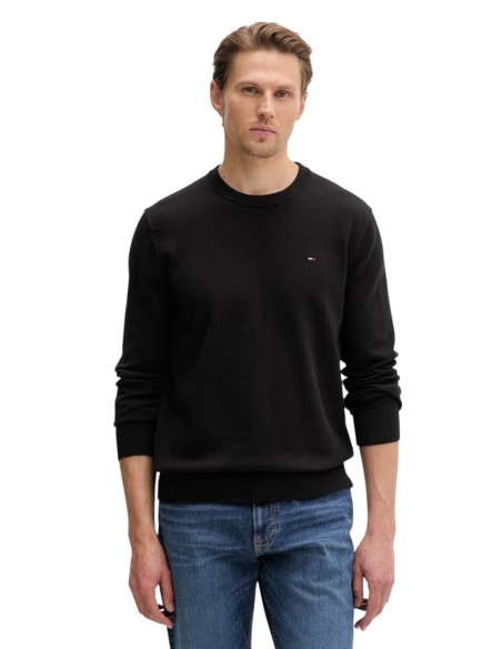 Pull Tommy Hilfiger noir coton bio premium