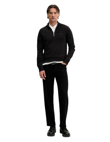 Pull Tommy Hilfiger noir coton essentiel