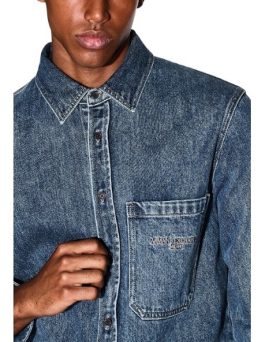 Chemise homme Armani Exchange bleue poche | choixmode.fr