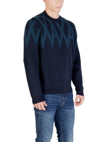Pull homme Armani Exchange bleu imprimé | choixmode.fr