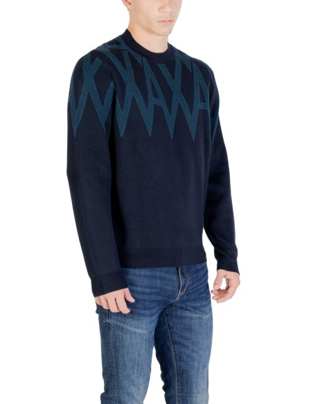 Pull homme Armani Exchange bleu imprimé | choixmode.fr