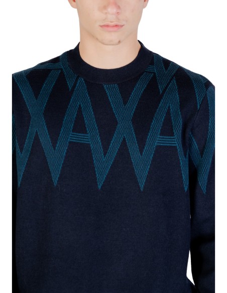 Pull homme Armani Exchange bleu imprimé | choixmode.fr