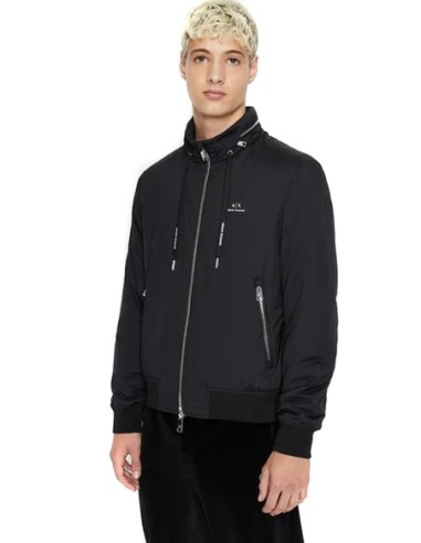 Veste homme Armani Exchange noire zippée col montant | choixmode.fr