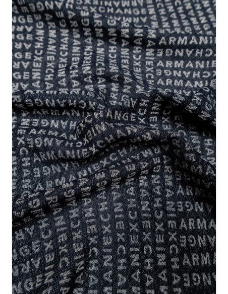 Écharpe homme Armani Exchange bleue imprimée | choixmode.fr