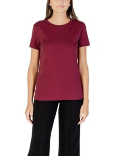 T-shirt femme Armani Exchange bordeaux à strass | choixmode.fr