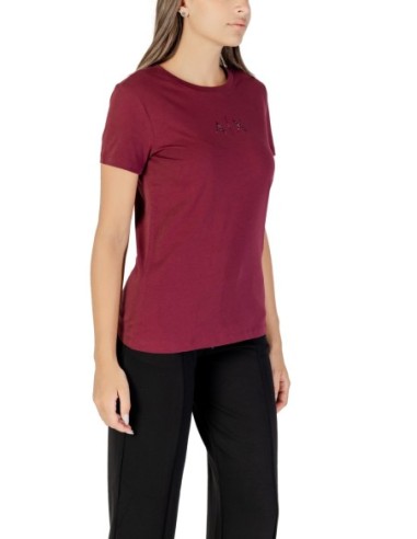 T-shirt femme Armani Exchange bordeaux à strass | choixmode.fr