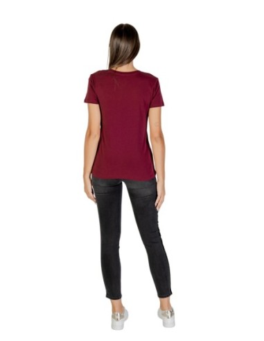 T-shirt femme Armani Exchange bordeaux à strass | choixmode.fr