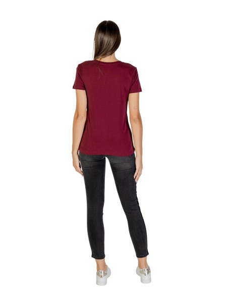 T-shirt femme Armani Exchange bordeaux à strass | choixmode.fr