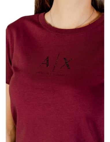 T-shirt femme Armani Exchange bordeaux à strass | choixmode.fr