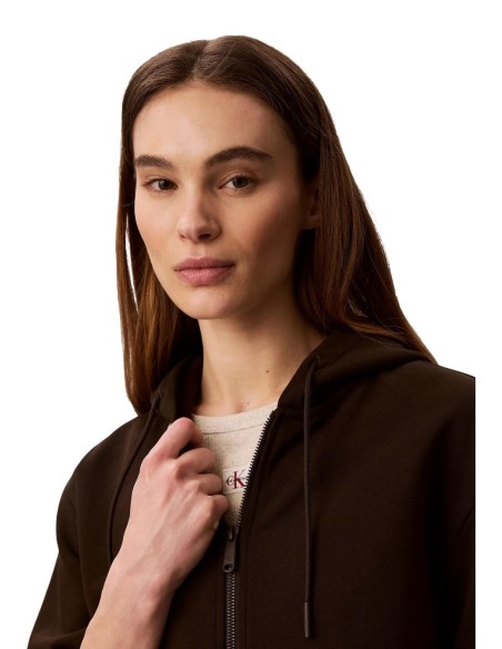 Sweat femme Calvin Klein Jeans marron zippé | choixmode.fr