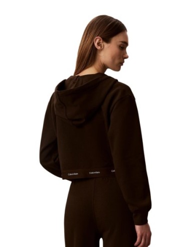 Sweat femme Calvin Klein Jeans marron zippé | choixmode.fr