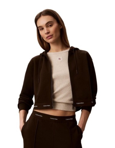 Sweat femme Calvin Klein Jeans marron zippé | choixmode.fr