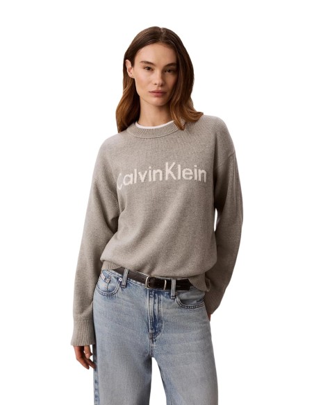 Pull femme Calvin Klein Jeans gris imprimé | choixmode.fr