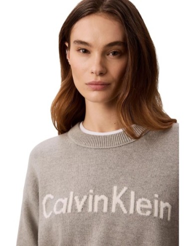 Pull femme Calvin Klein Jeans gris imprimé | choixmode.fr