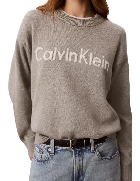 Pull femme Calvin Klein Jeans gris imprimé | choixmode.fr