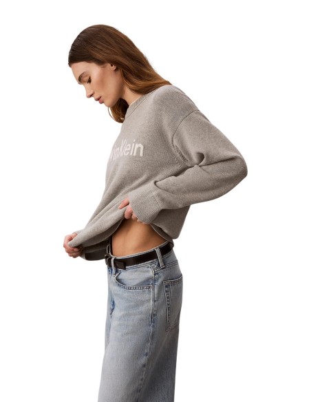Pull femme Calvin Klein Jeans gris imprimé | choixmode.fr
