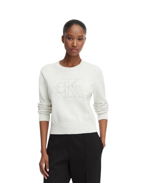 Pull femme Calvin Klein Jeans blanc coton | choixmode.fr