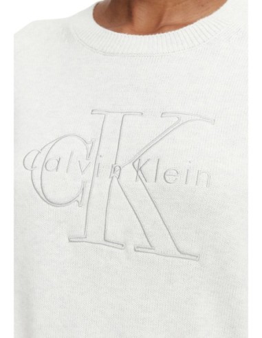 Pull femme Calvin Klein Jeans blanc coton | choixmode.fr