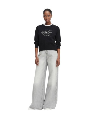 Pull femme Calvin Klein Jeans noir imprimé | choixmode.fr