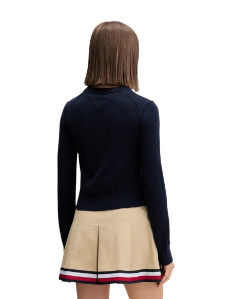 Pull femme Tommy Hilfiger Jeans bleu coton bio | choixmode.fr