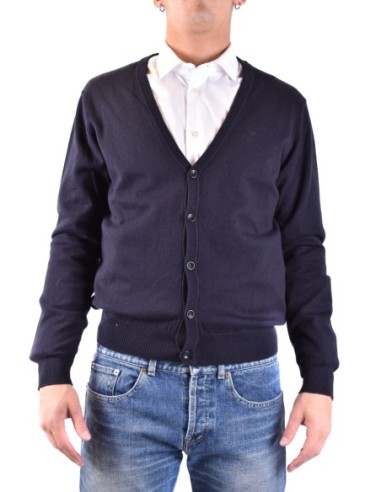 Pull homme Armani Jeans bleu col V boutonné | choixmode.fr