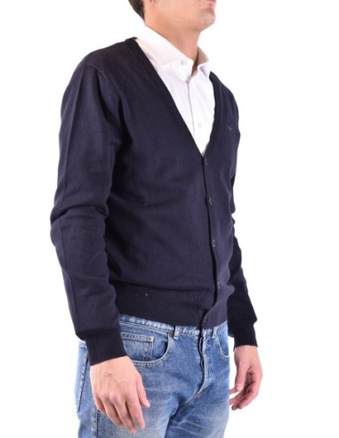 Pull homme Armani Jeans bleu col V boutonné | choixmode.fr