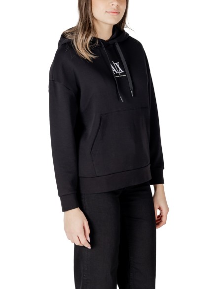 Sweat à capuche femme Armani Exchange noir minimaliste | choixmode.fr