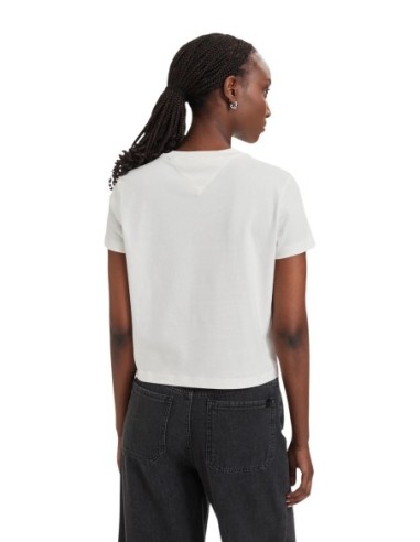 T-shirt femme Tommy Hilfiger Jeans blanc imprimé| choixmode.fr