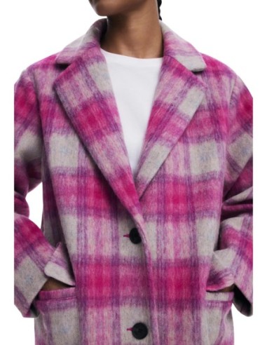 Manteau femme Desigual rose à carreaux| choixmode.fr