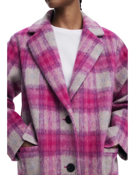 Manteau femme Desigual rose à carreaux| choixmode.fr