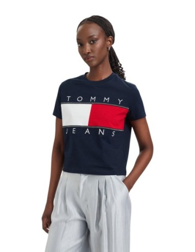 T-shirt femme Tommy Hilfiger Jeans bleu| choixmode.fr