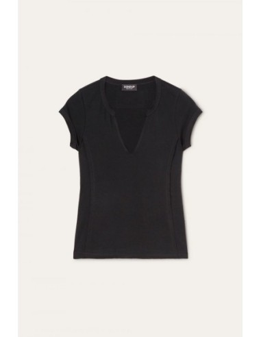 Dondup t-shirt femme noir col V | choixmode.fr