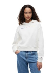 Tommy Hilfiger Jeans sweat femme blanc coton bio | choixmode.fr