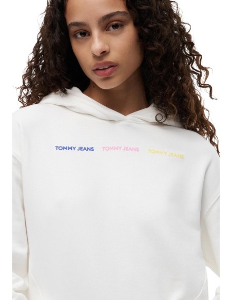Tommy Hilfiger Jeans sweat femme blanc coton bio | choixmode.fr