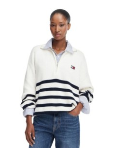 Tommy Hilfiger Jeans pull blanc rayé femme | choixmode.fr