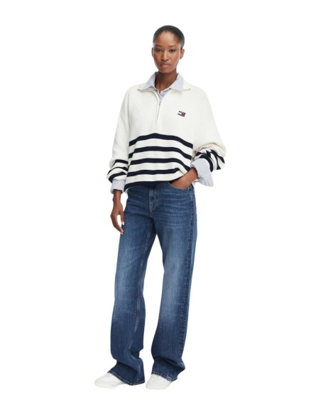 Tommy Hilfiger Jeans pull blanc rayé femme | choixmode.fr