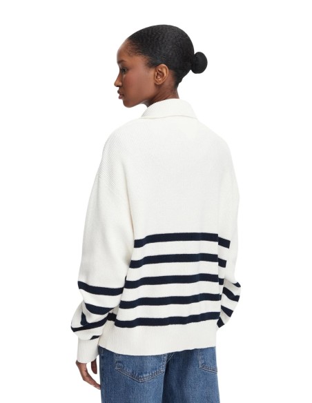 Tommy Hilfiger Jeans pull blanc rayé femme | choixmode.fr
