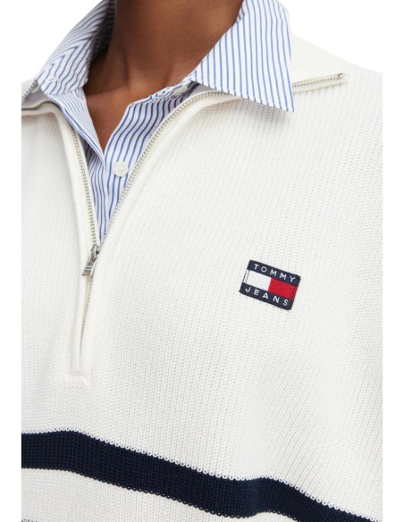 Tommy Hilfiger Jeans pull blanc rayé femme | choixmode.fr
