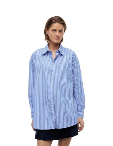 Tommy Hilfiger Jeans chemise rayée bleue femme | choixmode.fr
