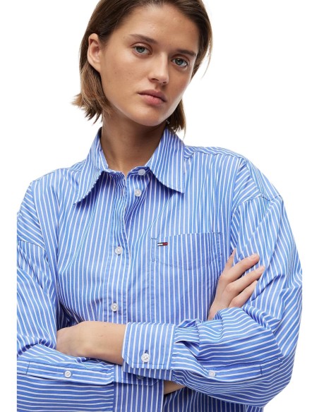 Tommy Hilfiger Jeans chemise rayée bleue femme | choixmode.fr