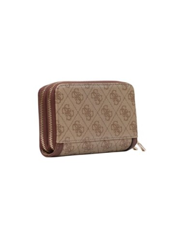 Guess portefeuille marron Coleen zippé femme | choixmode.fr