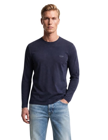 Guess t-shirt bleu homme manches longues | choixmode.fr