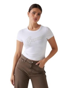 Guess t-shirt blanc femme logo imprimé | choixmode.fr