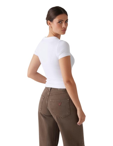 Guess t-shirt blanc femme logo imprimé | choixmode.fr