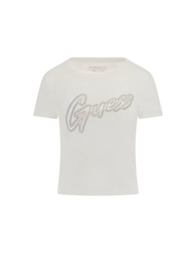 Guess t-shirt blanc femme logo imprimé | choixmode.fr