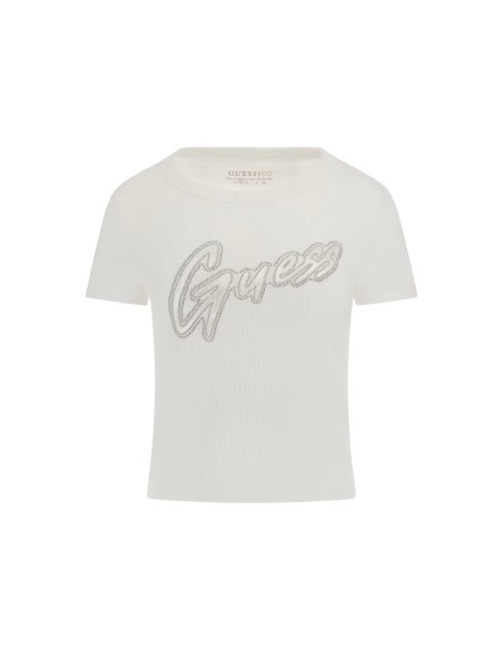 Guess t-shirt blanc femme logo imprimé | choixmode.fr